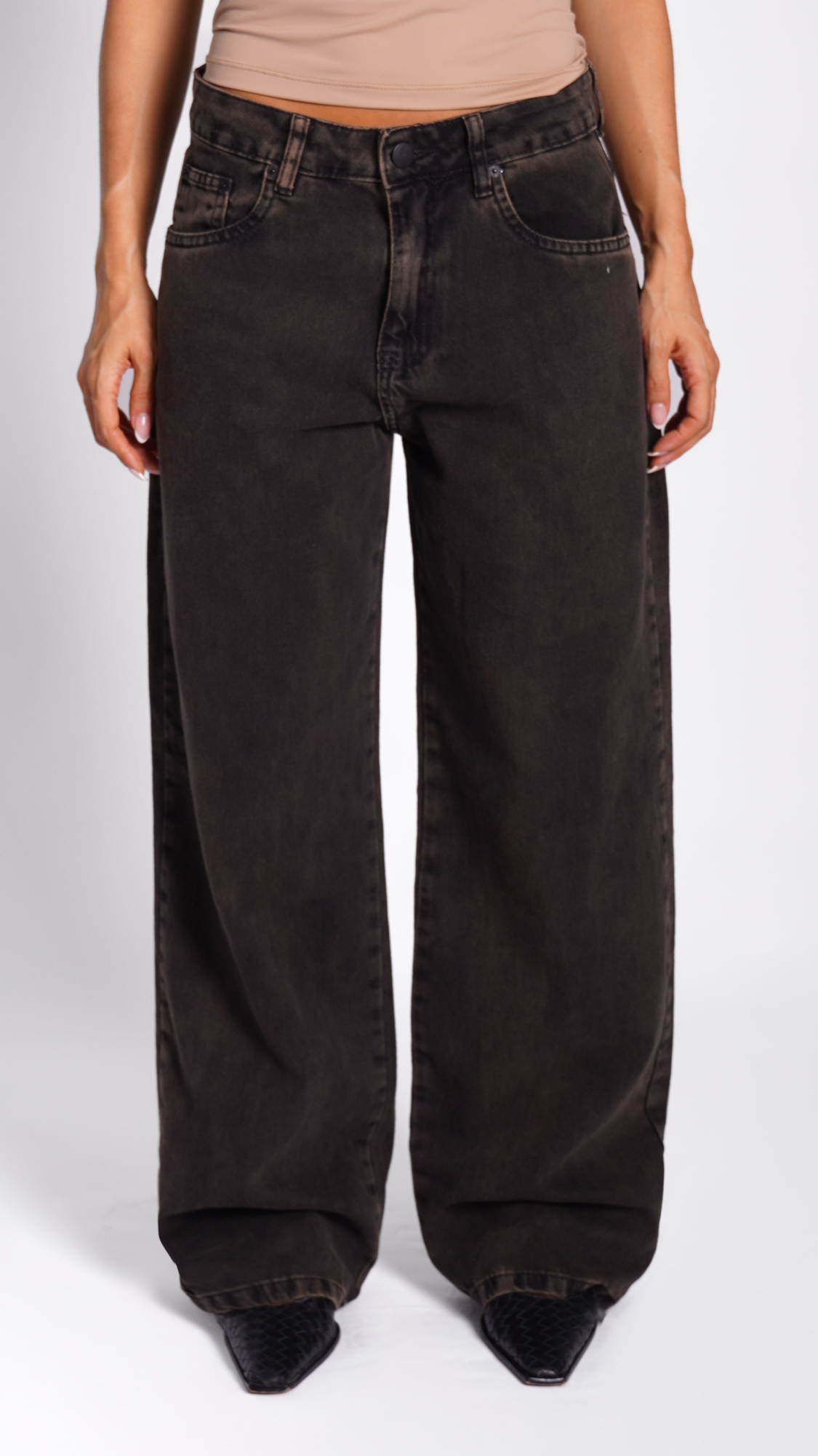 CALÇA JEANS OVERSIZED COFFEE