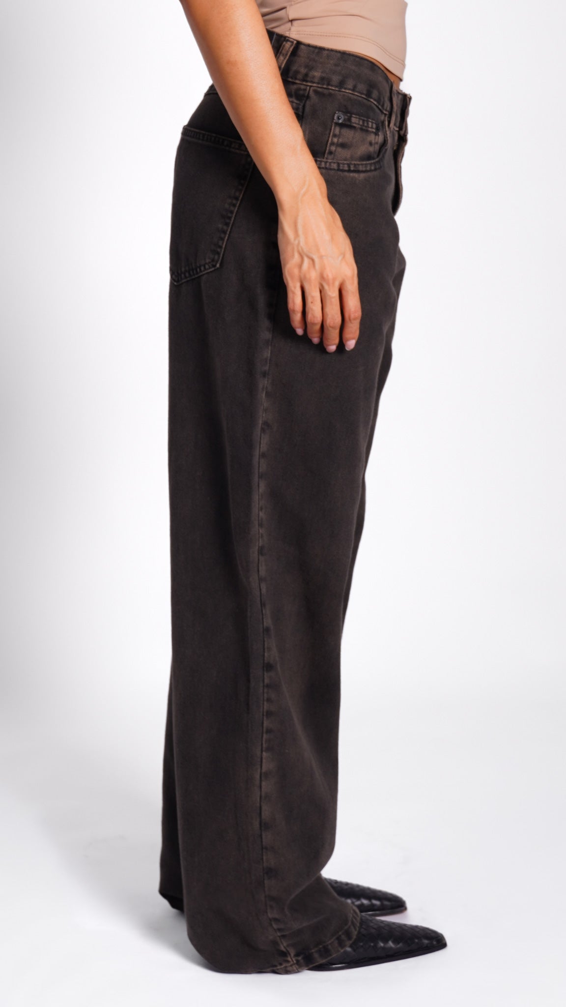 CALÇA JEANS OVERSIZED COFFEE