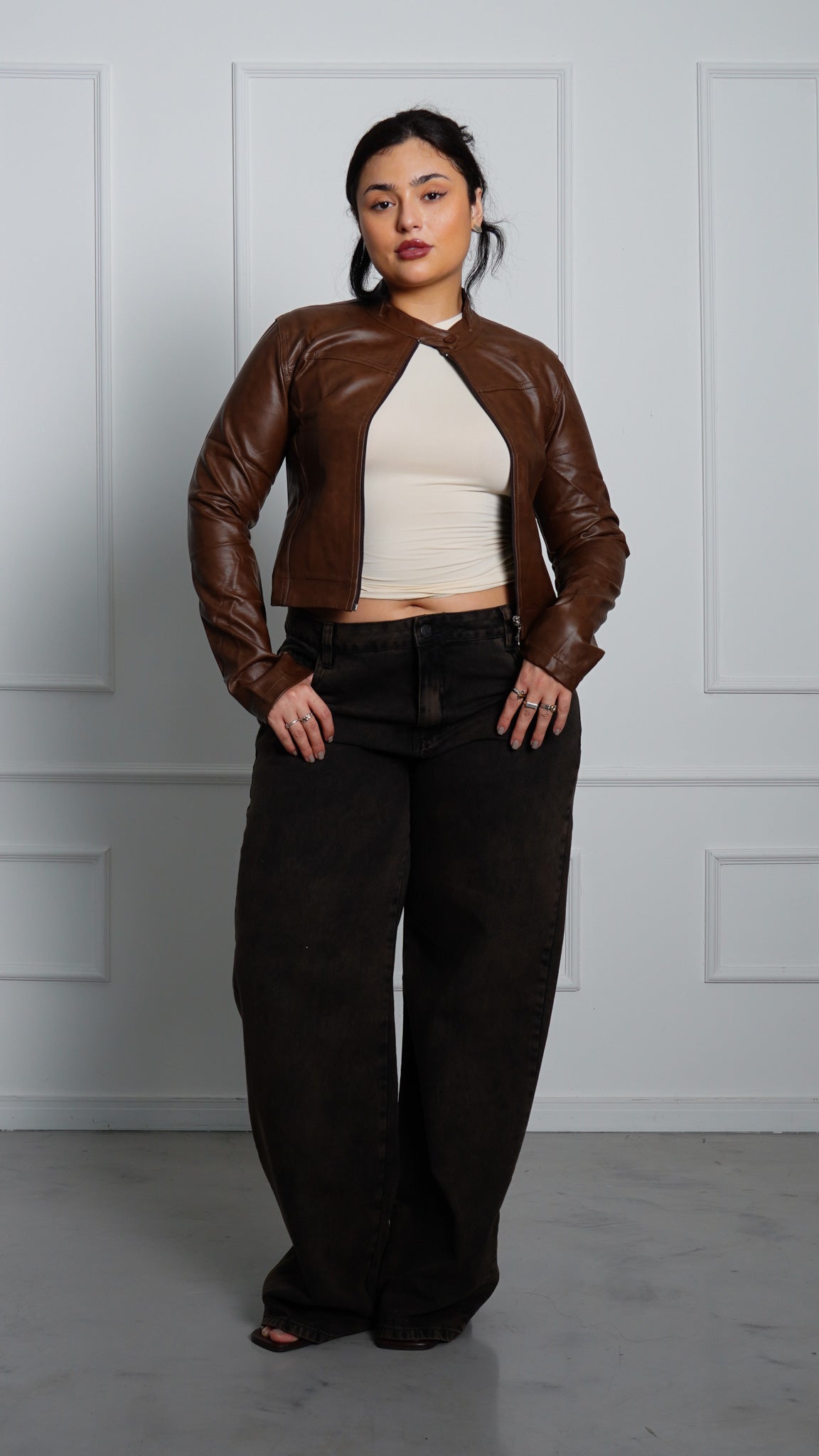 CALÇA JEANS OVERSIZED COFFEE