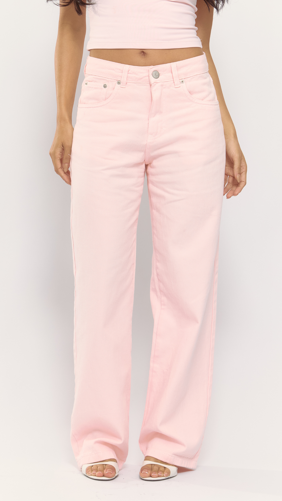 CALÇA JEANS OVERSIZED ROSA CLARO