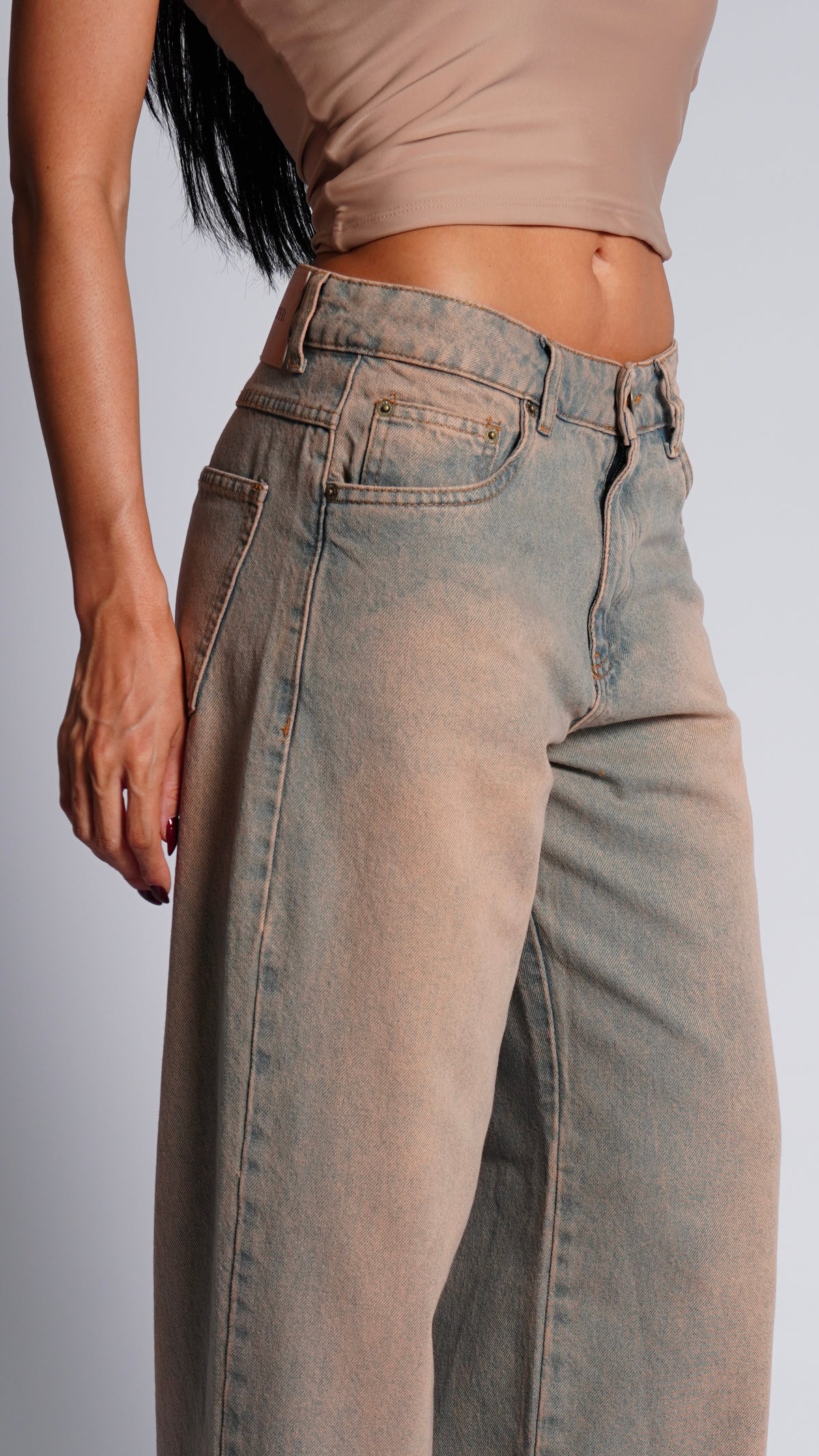 CALÇA JEANS OVERSIZED DUSTY ROSE