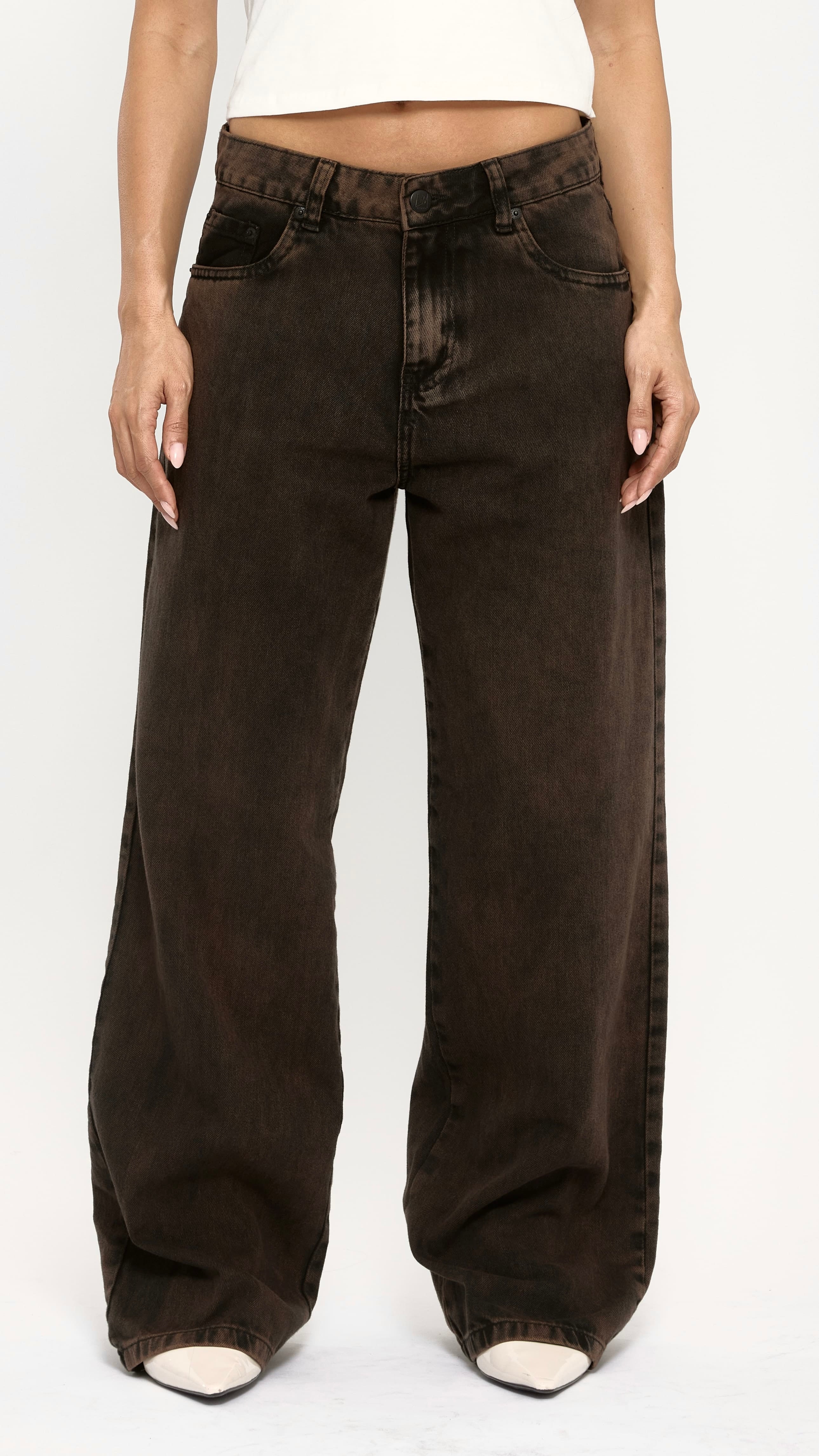 CALÇA JEANS OVERSIZED COFFEE