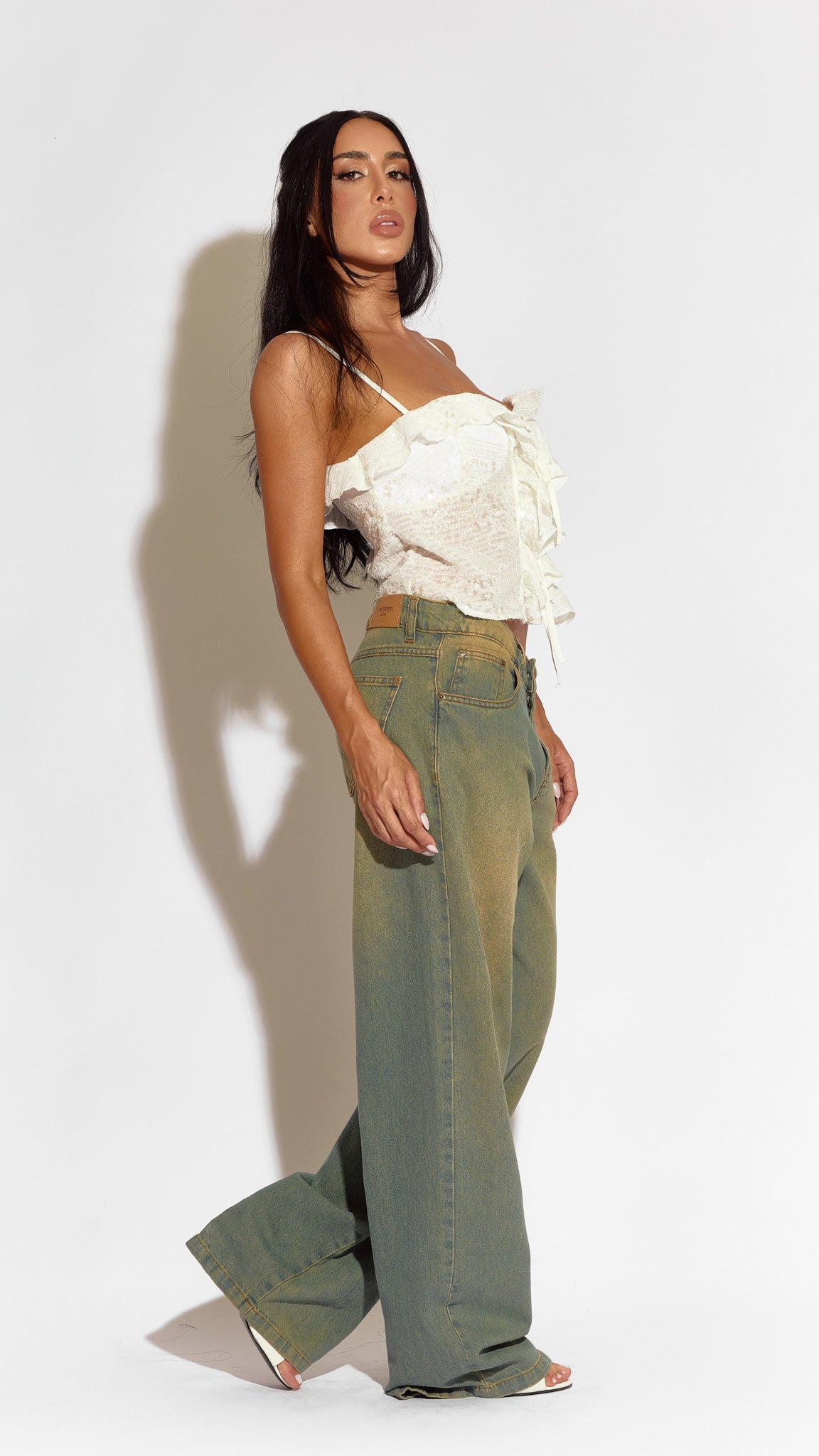 CALÇA JEANS OVERSIZED PISTACHIO