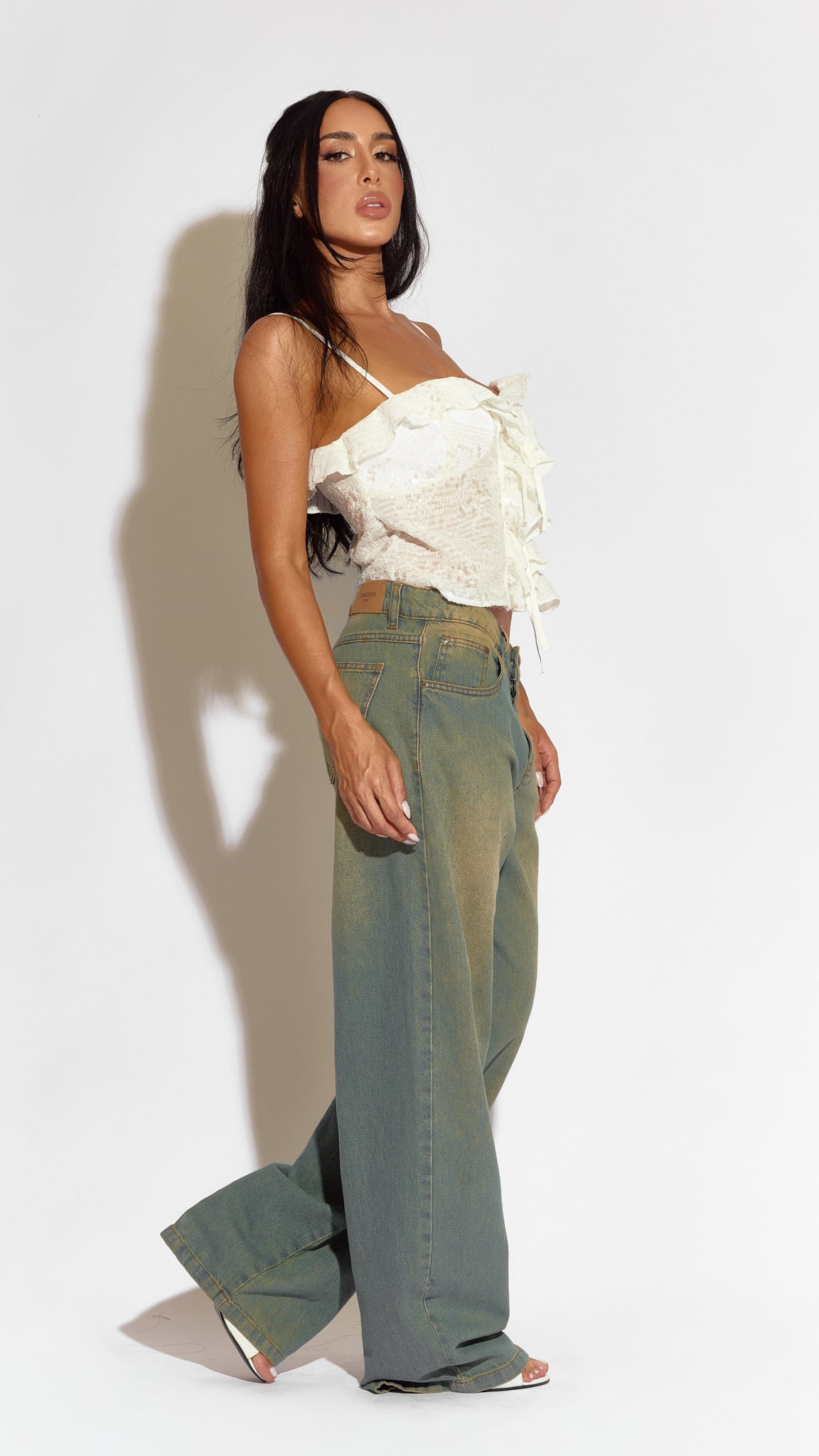 CALÇA JEANS OVERSIZED PISTACHIO