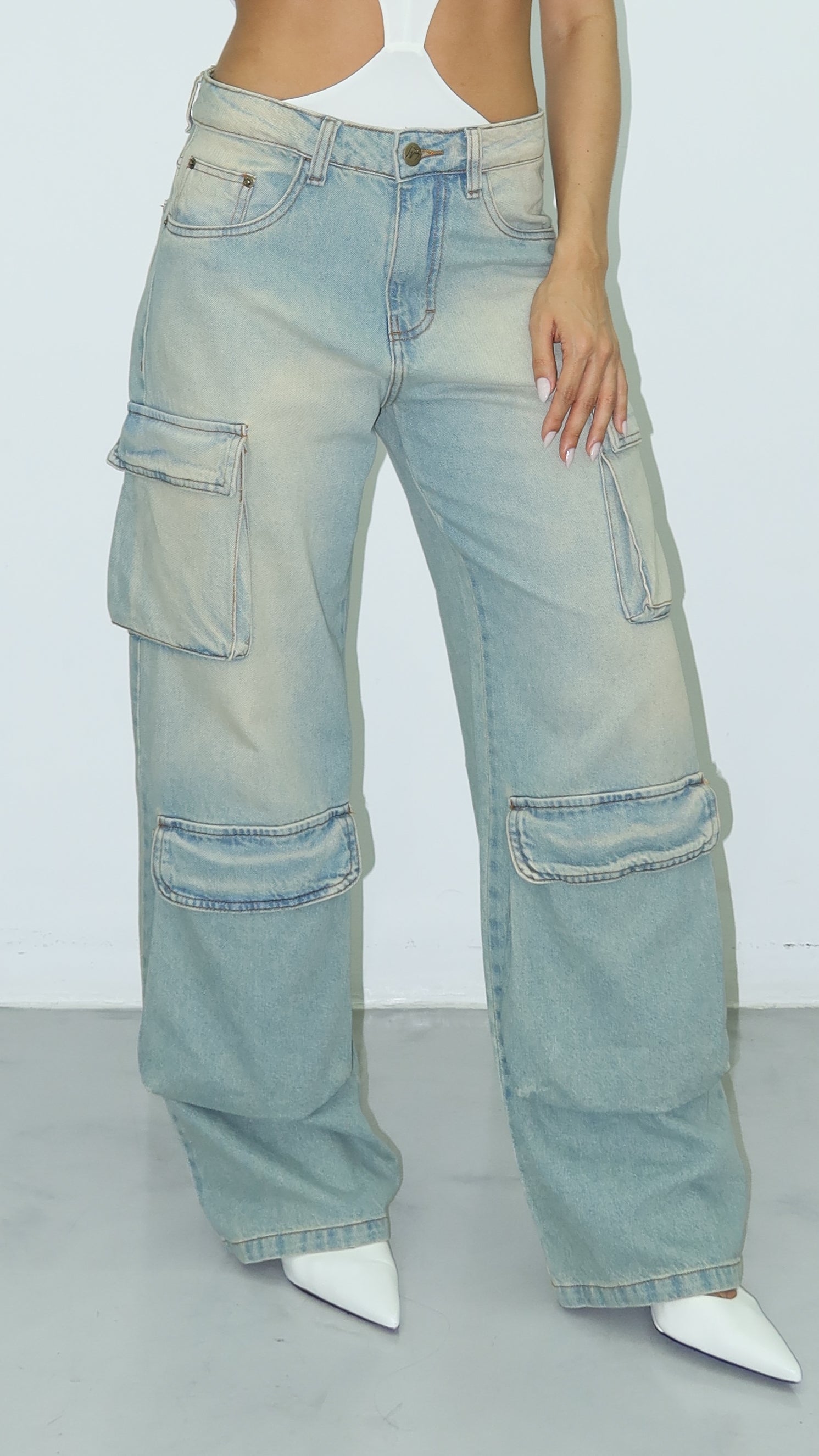 CALÇA JEANS POCKET Y2K