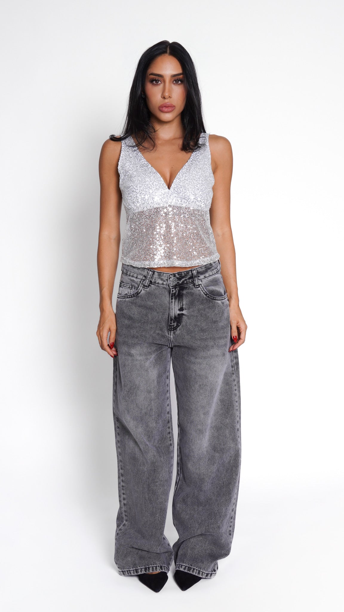 CALÇA JEANS OVERSIZED STONE