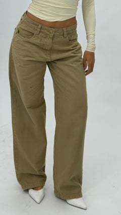 CALÇA JEANS OVERSIZED BEGE