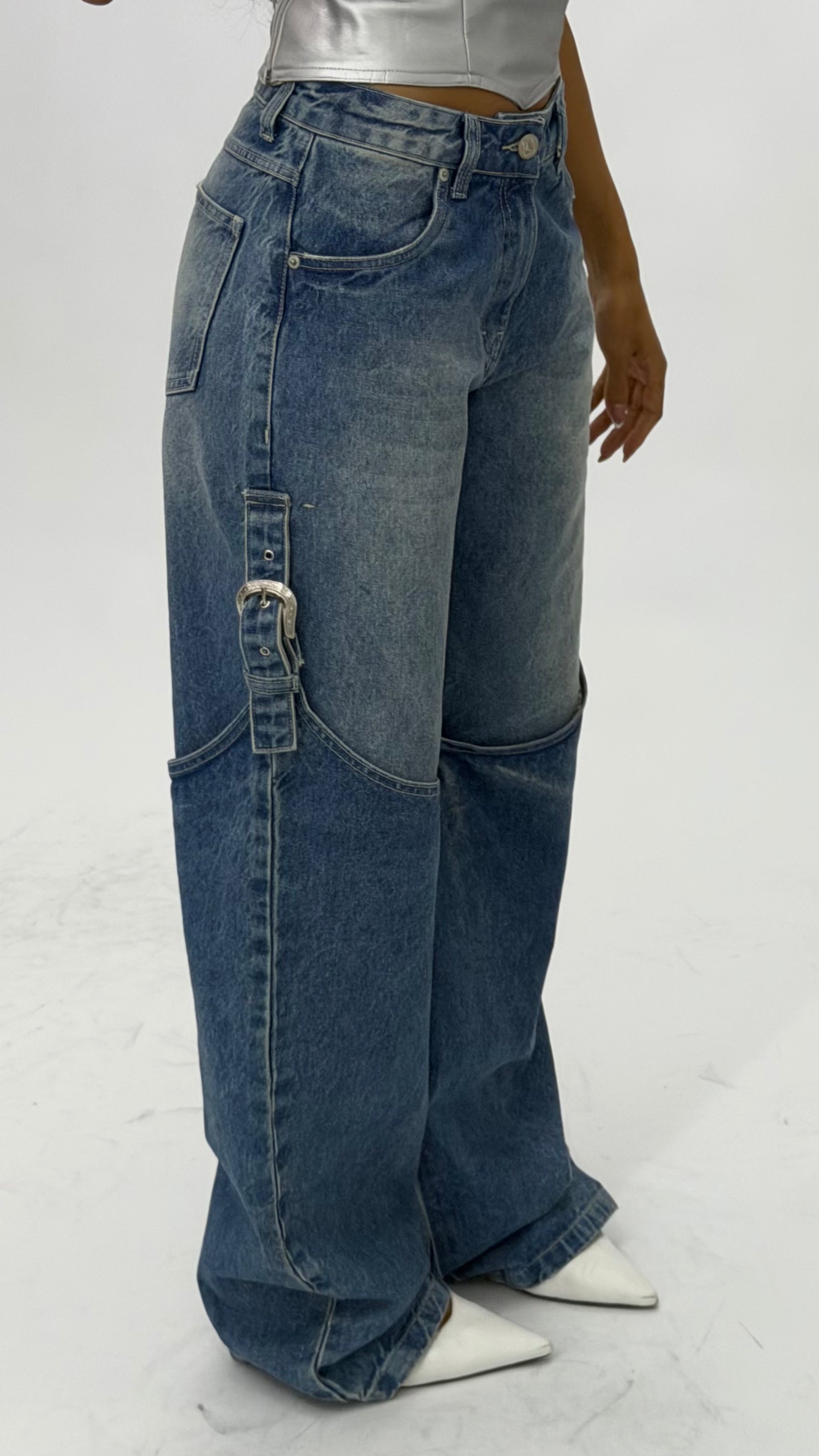 CALÇA JEANS OVERSIZED WESTERN