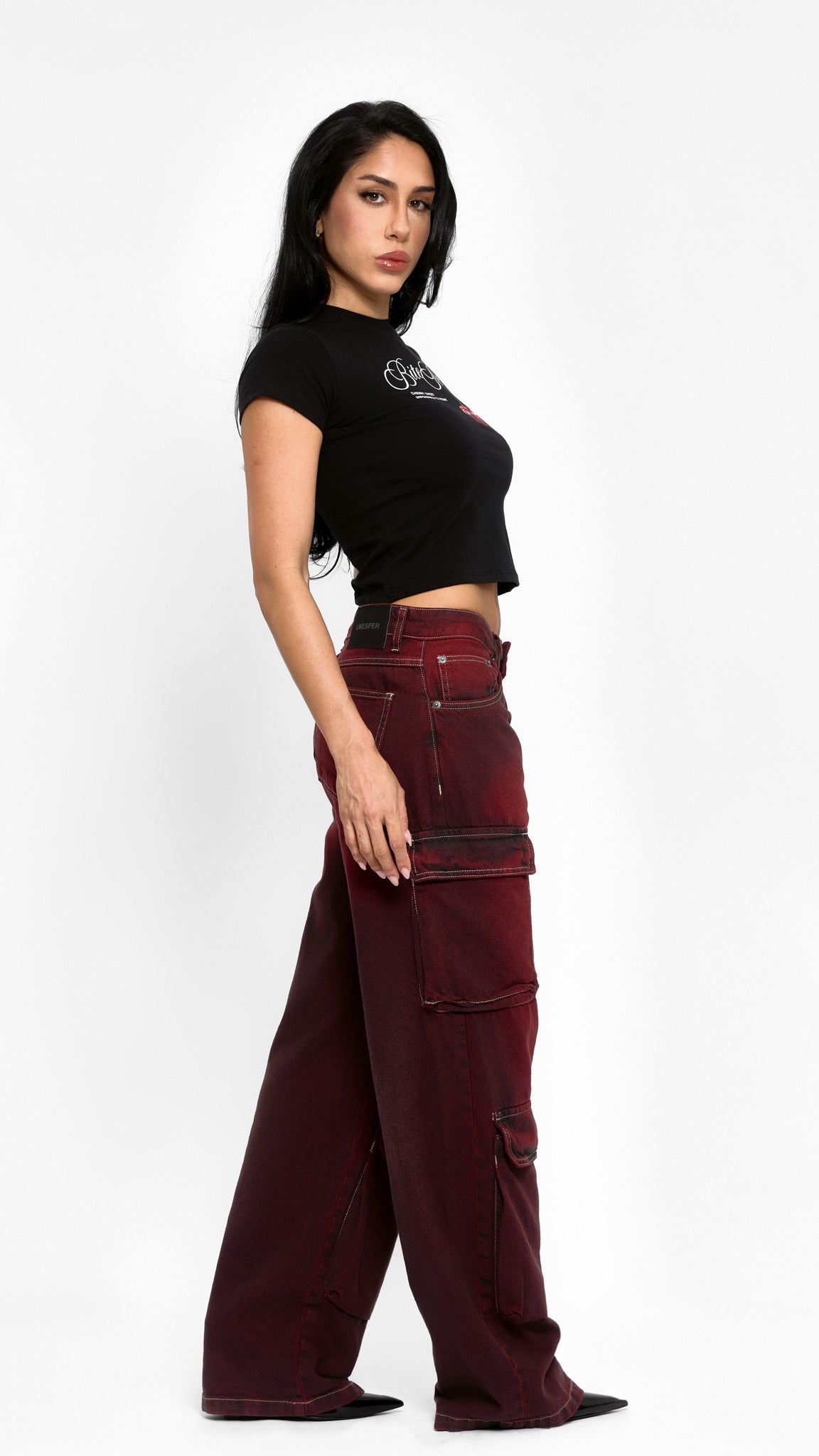 CALÇA JEANS POCKET BORDÔ