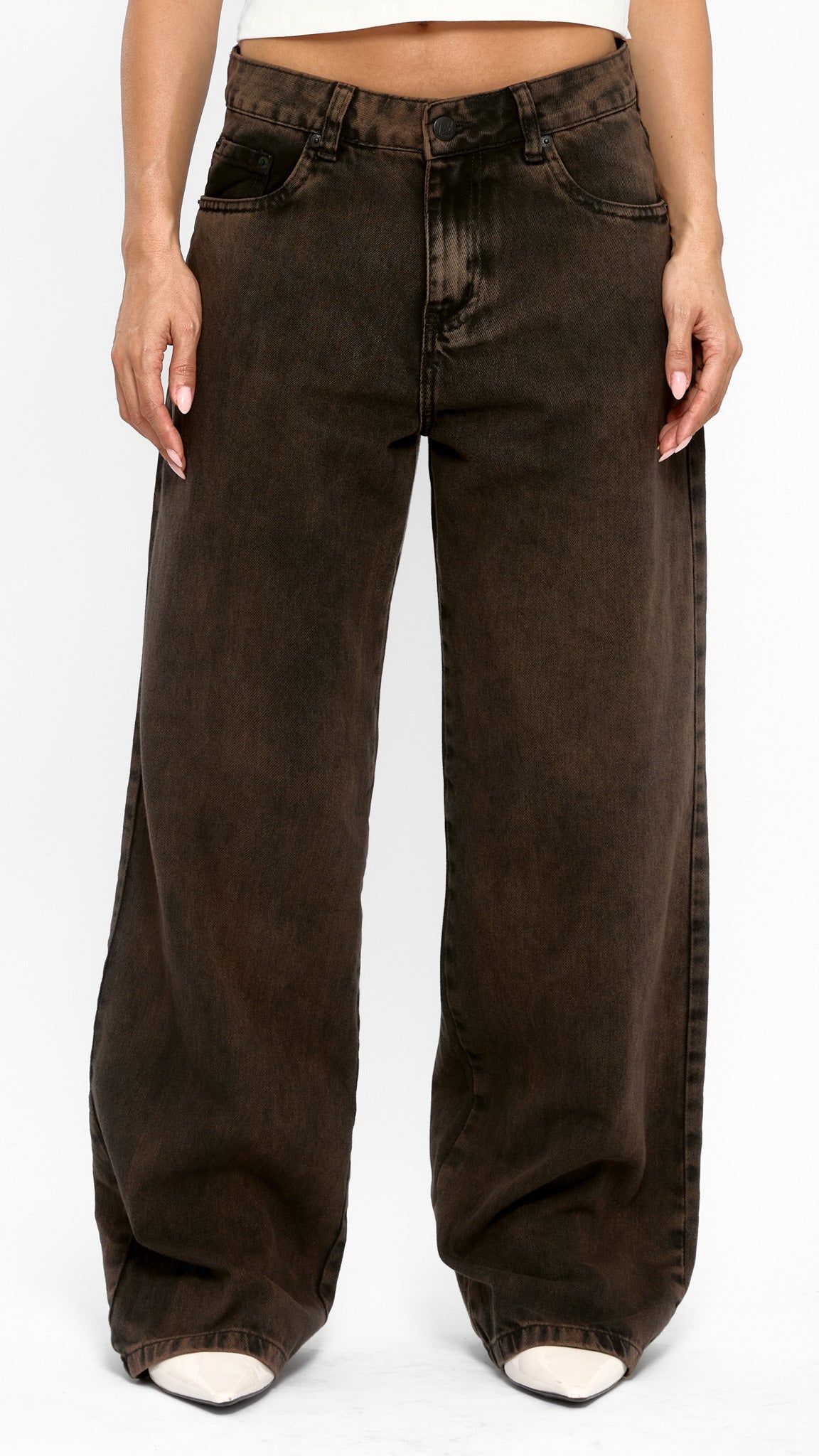 CALÇA JEANS OVERSIZED COFFEE