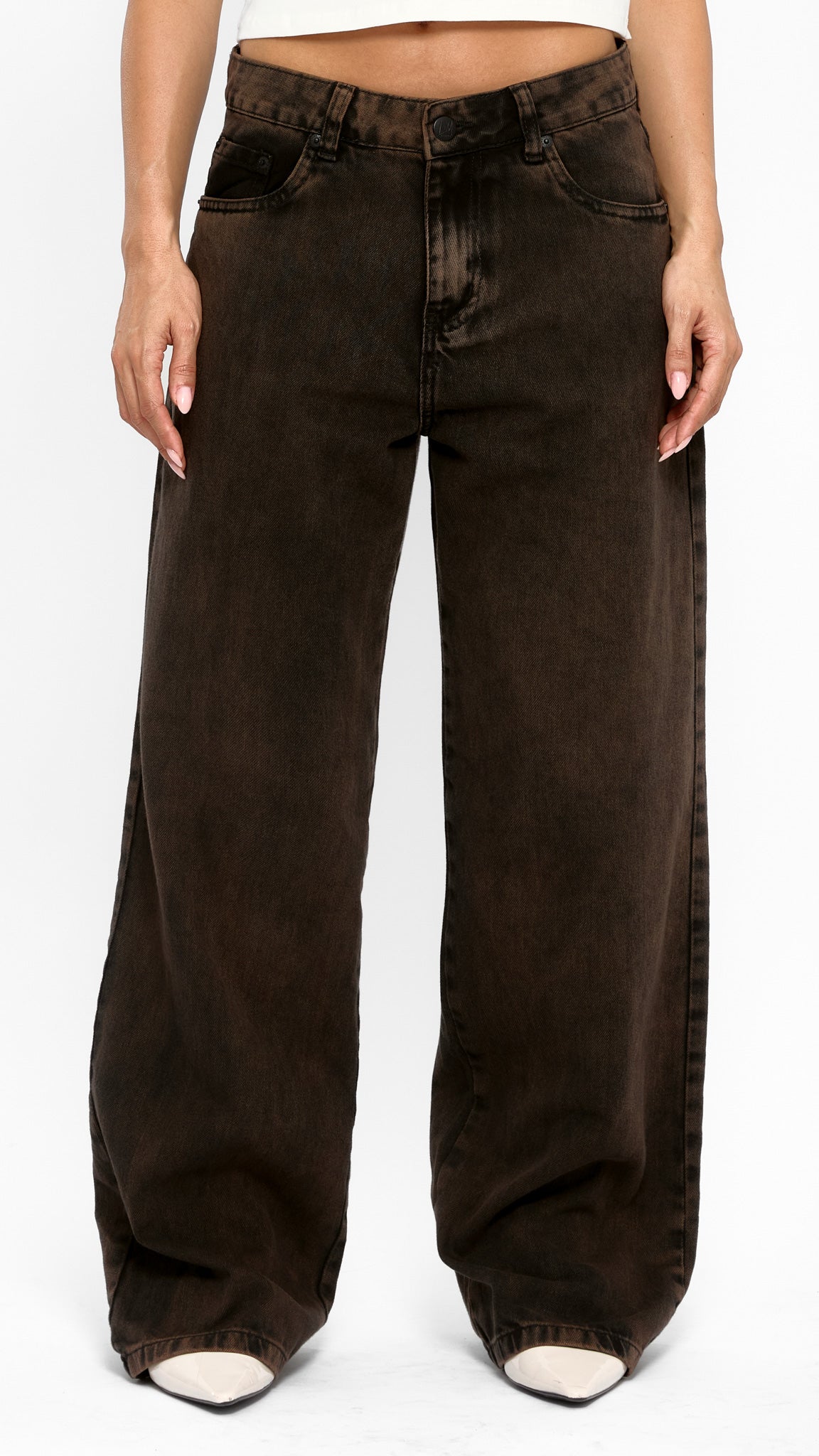 CALÇA JEANS OVERSIZED COFFEE