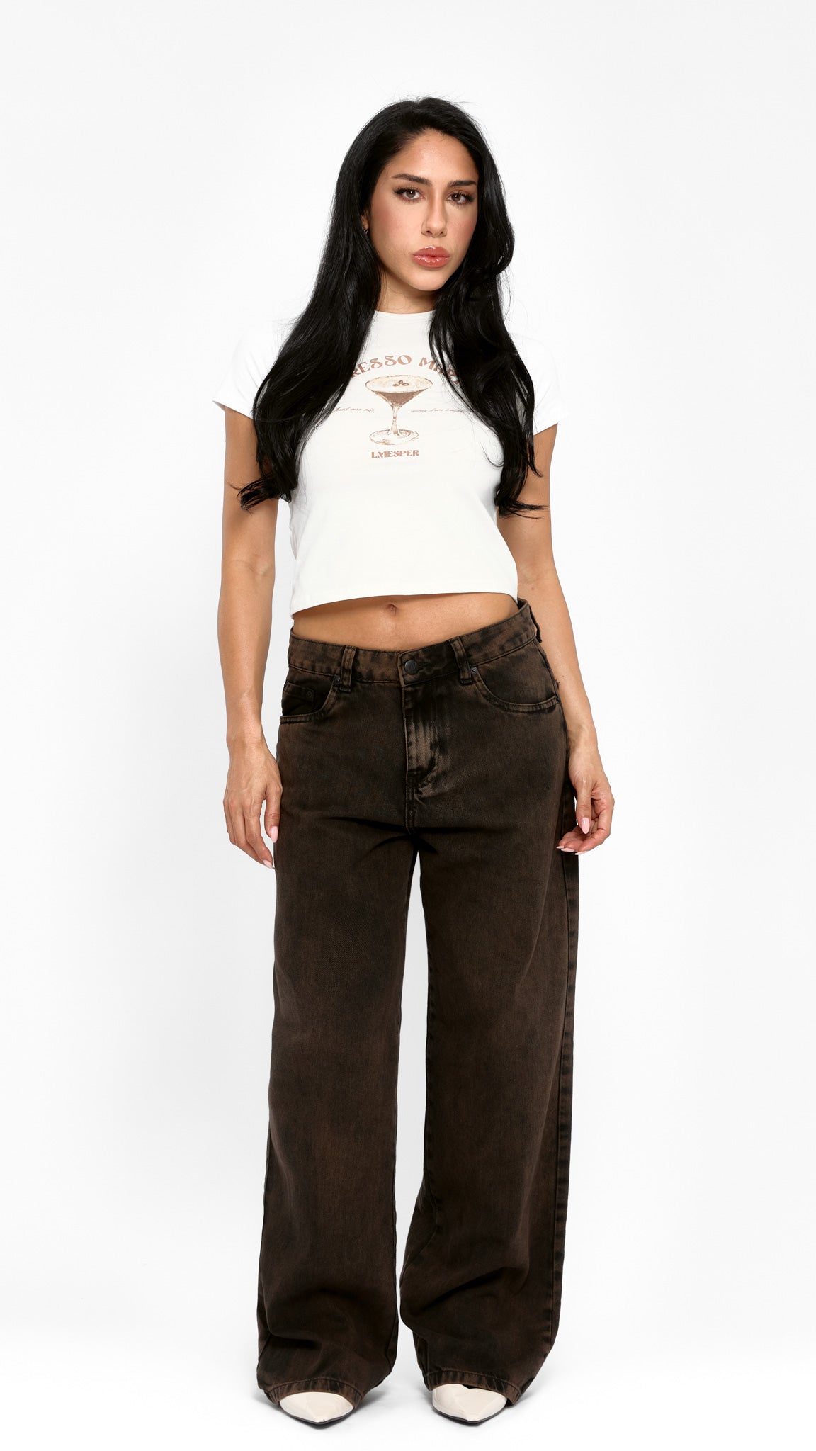CALÇA JEANS OVERSIZED COFFEE