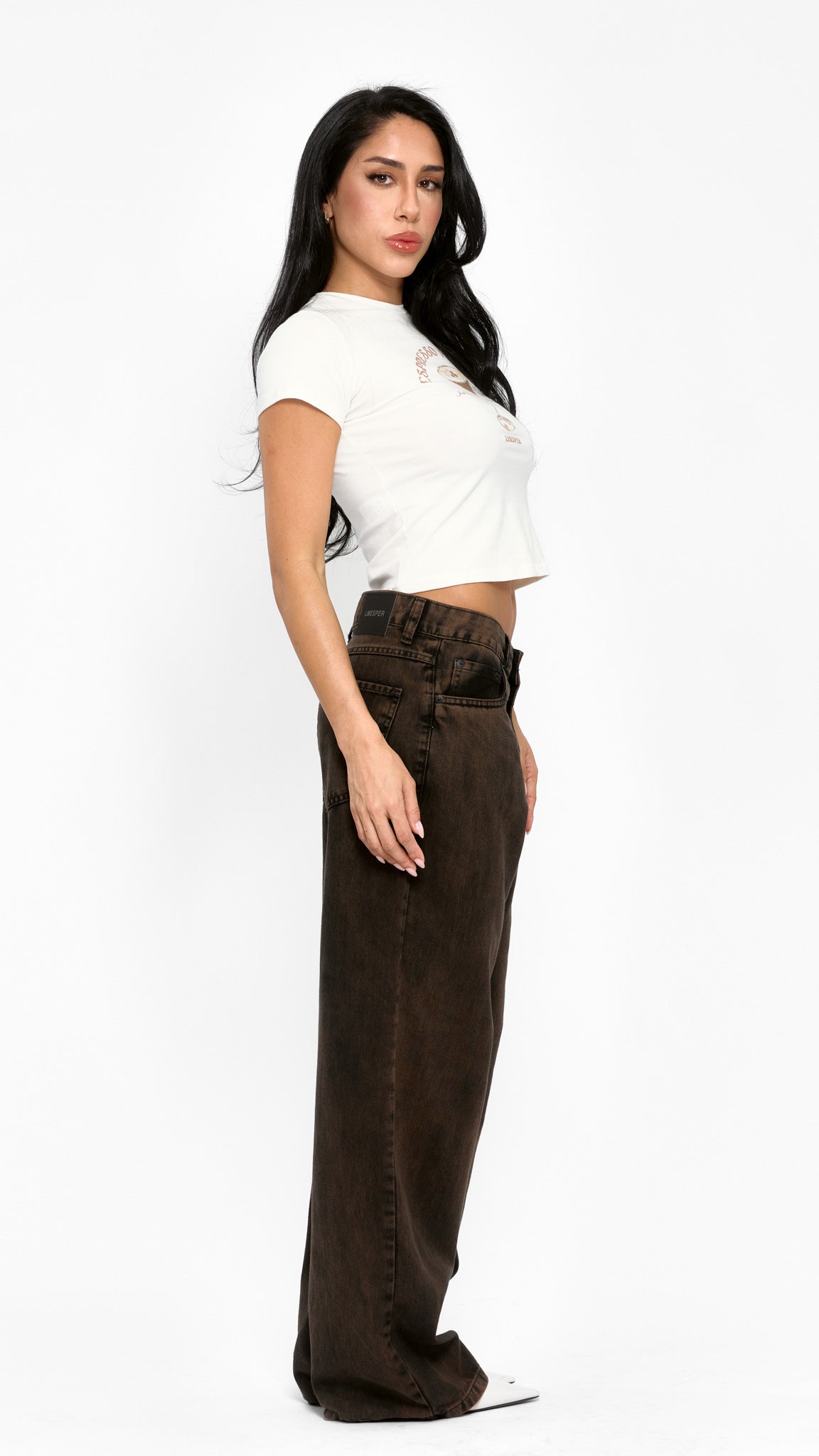CALÇA JEANS OVERSIZED COFFEE