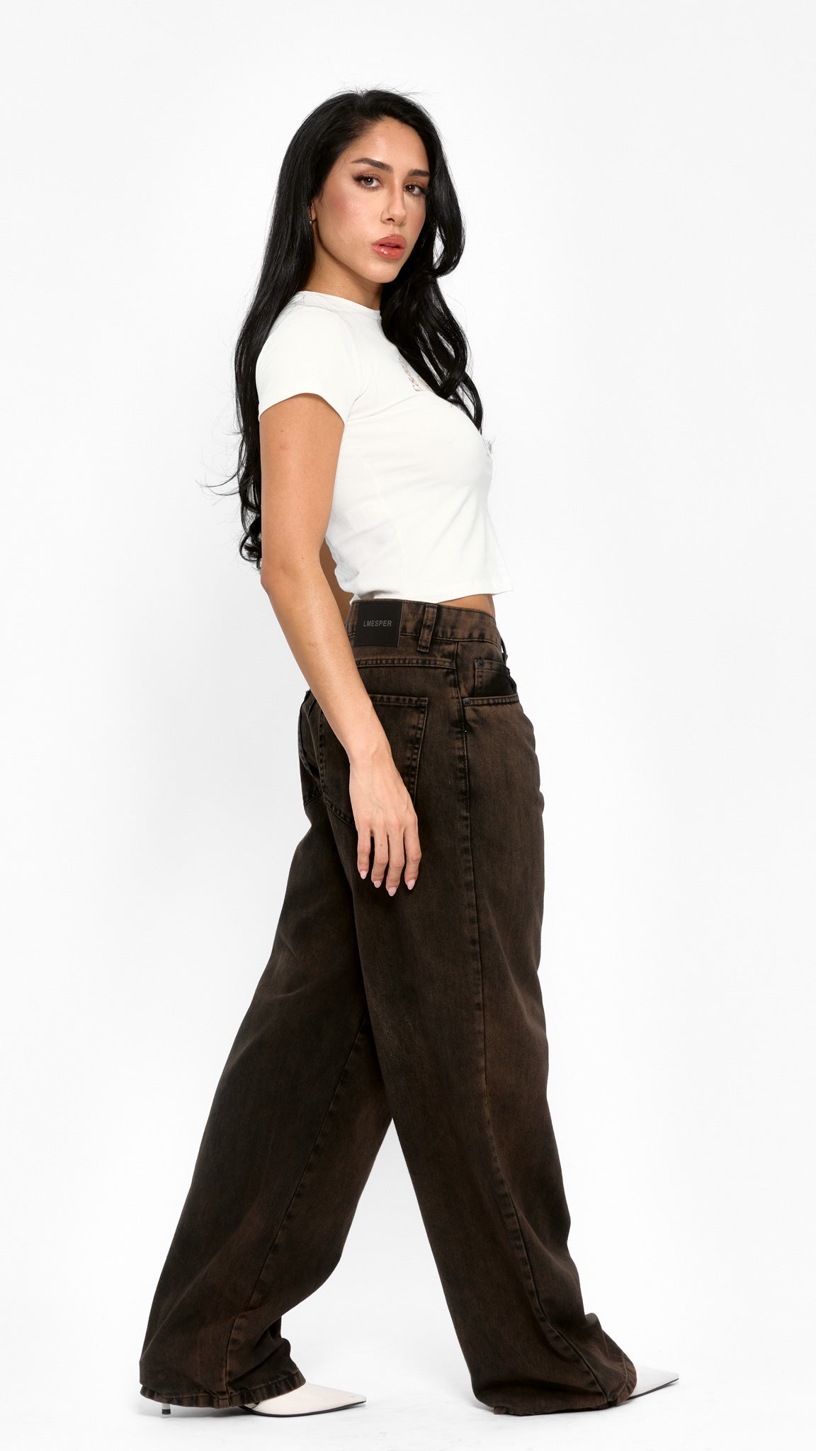 CALÇA JEANS OVERSIZED COFFEE