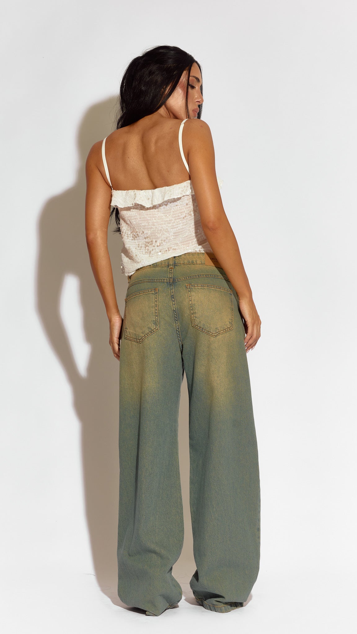 CALÇA JEANS OVERSIZED PISTACHIO