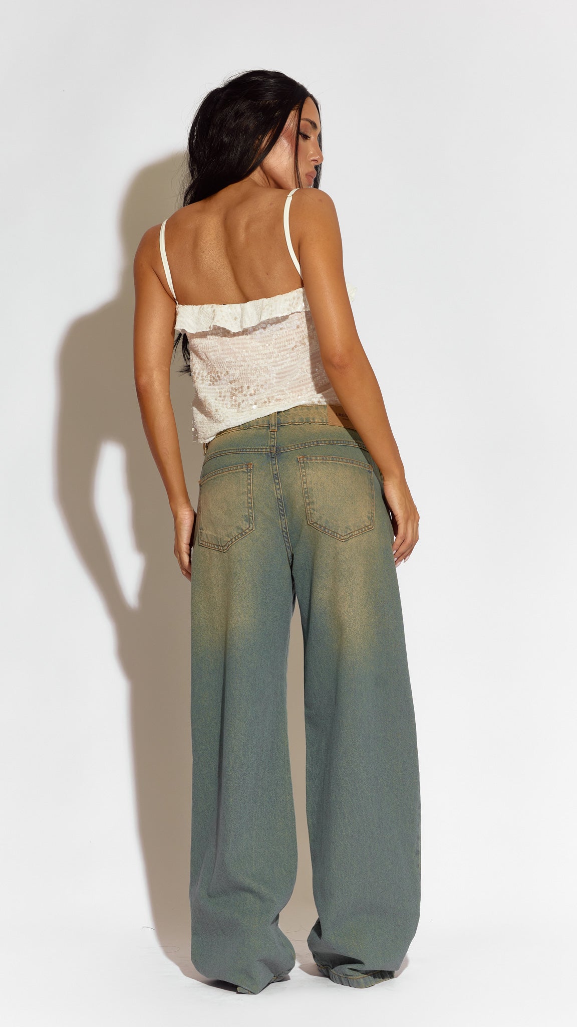 CALÇA JEANS OVERSIZED PISTACHIO