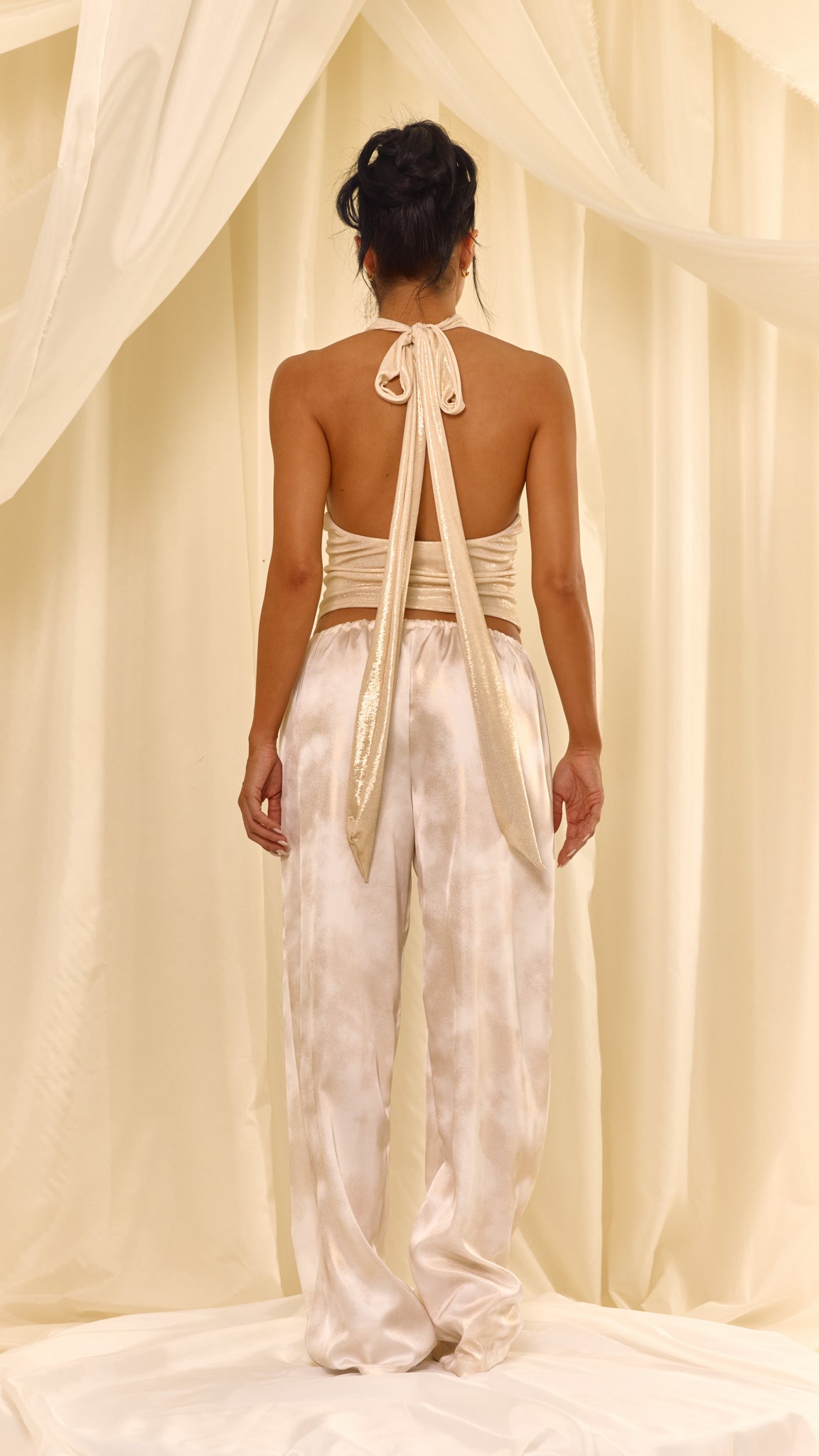 CALÇA CETIM GOLDEN SKY