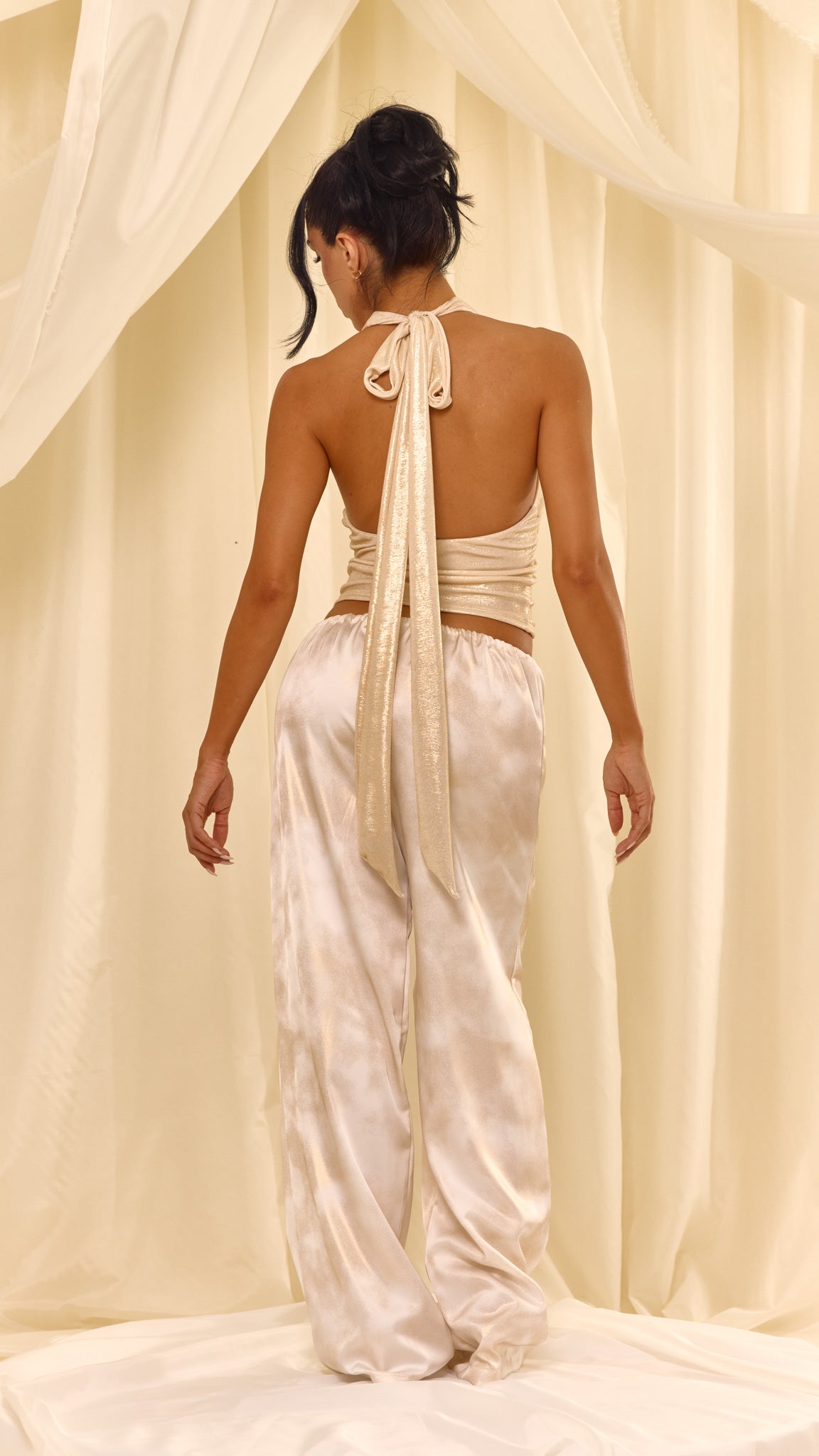 CALÇA CETIM GOLDEN SKY