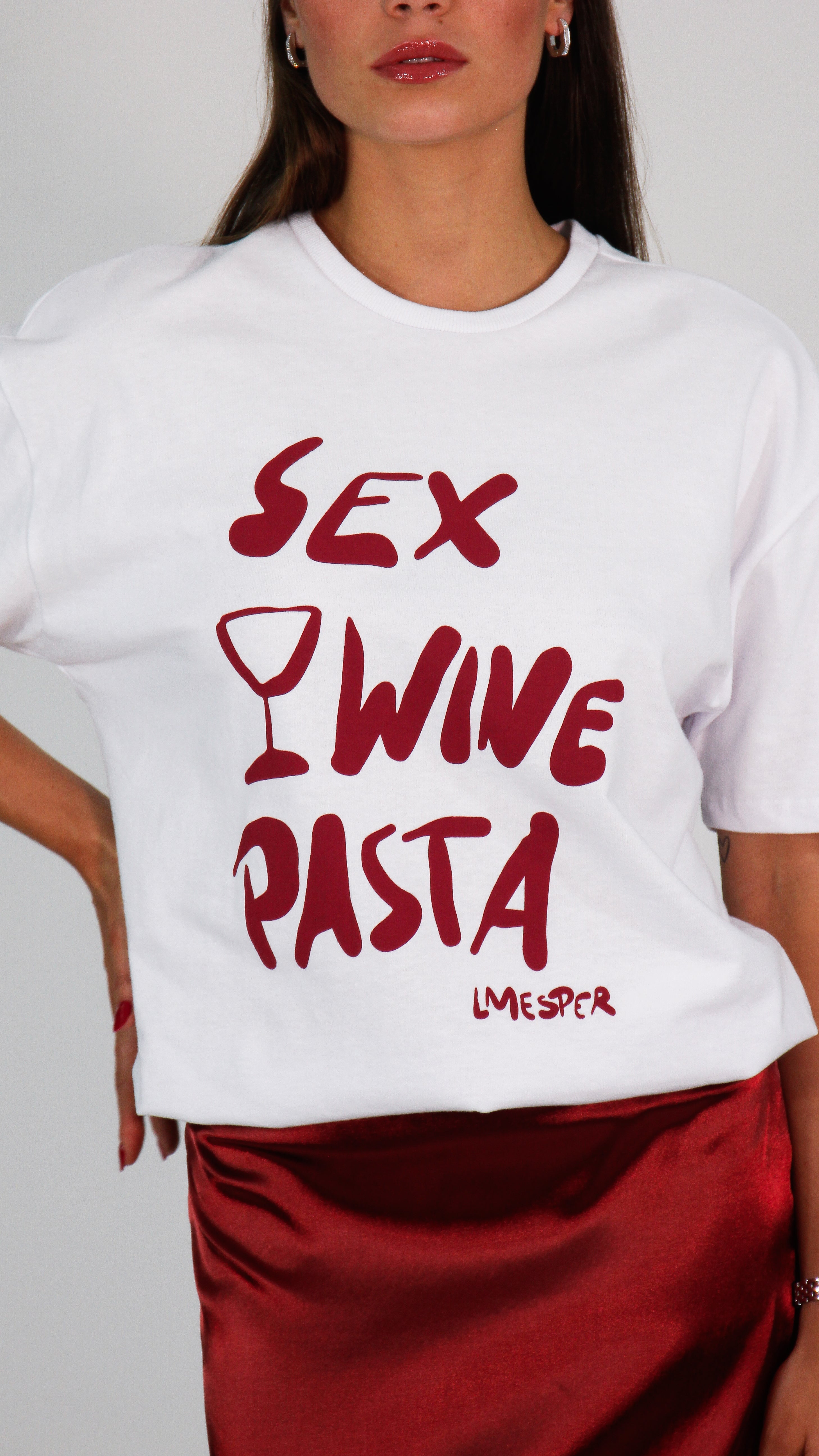 T-SHIRT OVERSIZED SEX, WINE, PASTA