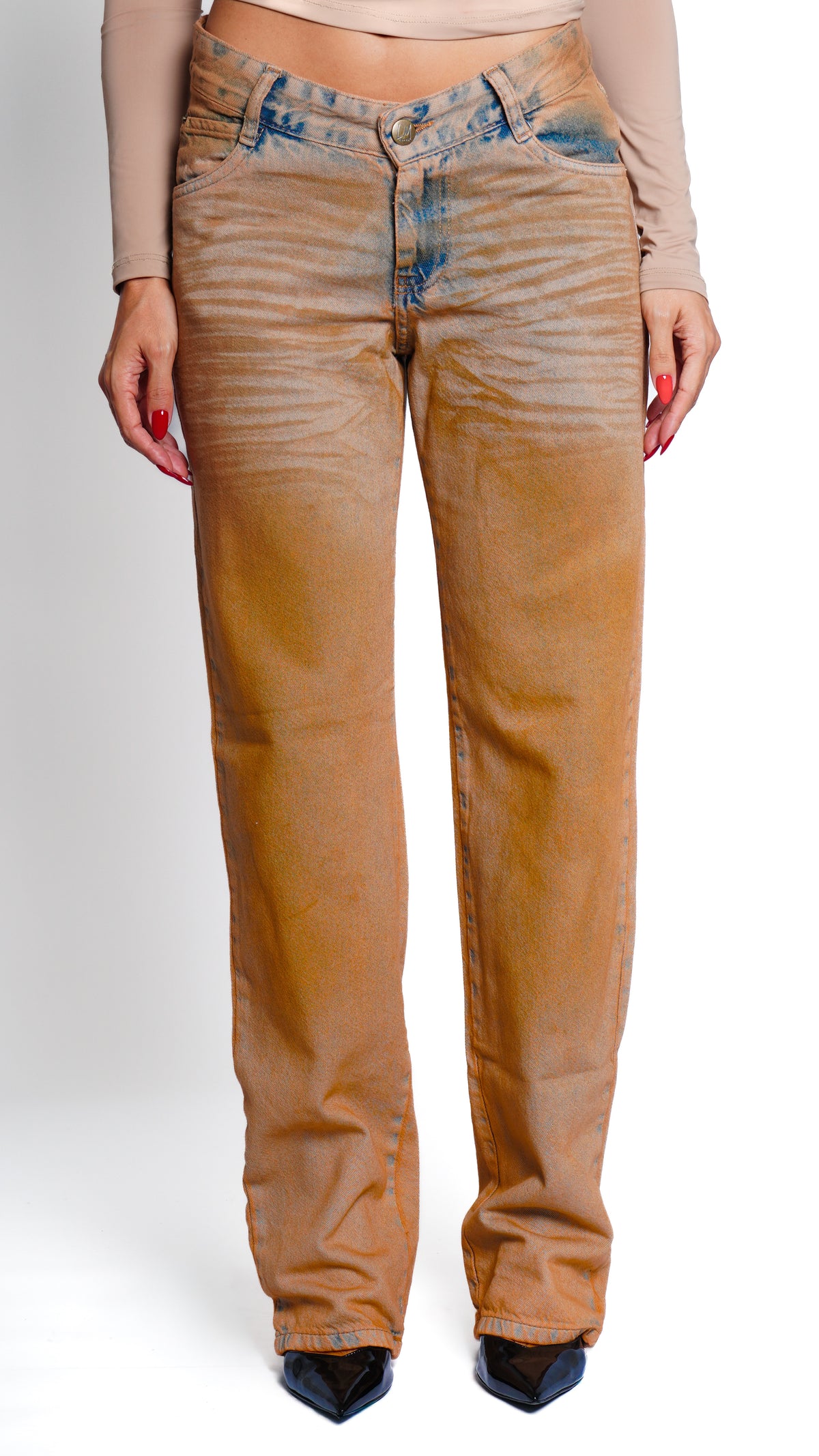 CALÇA JEANS ASSIMÉTRICA DIRTY
