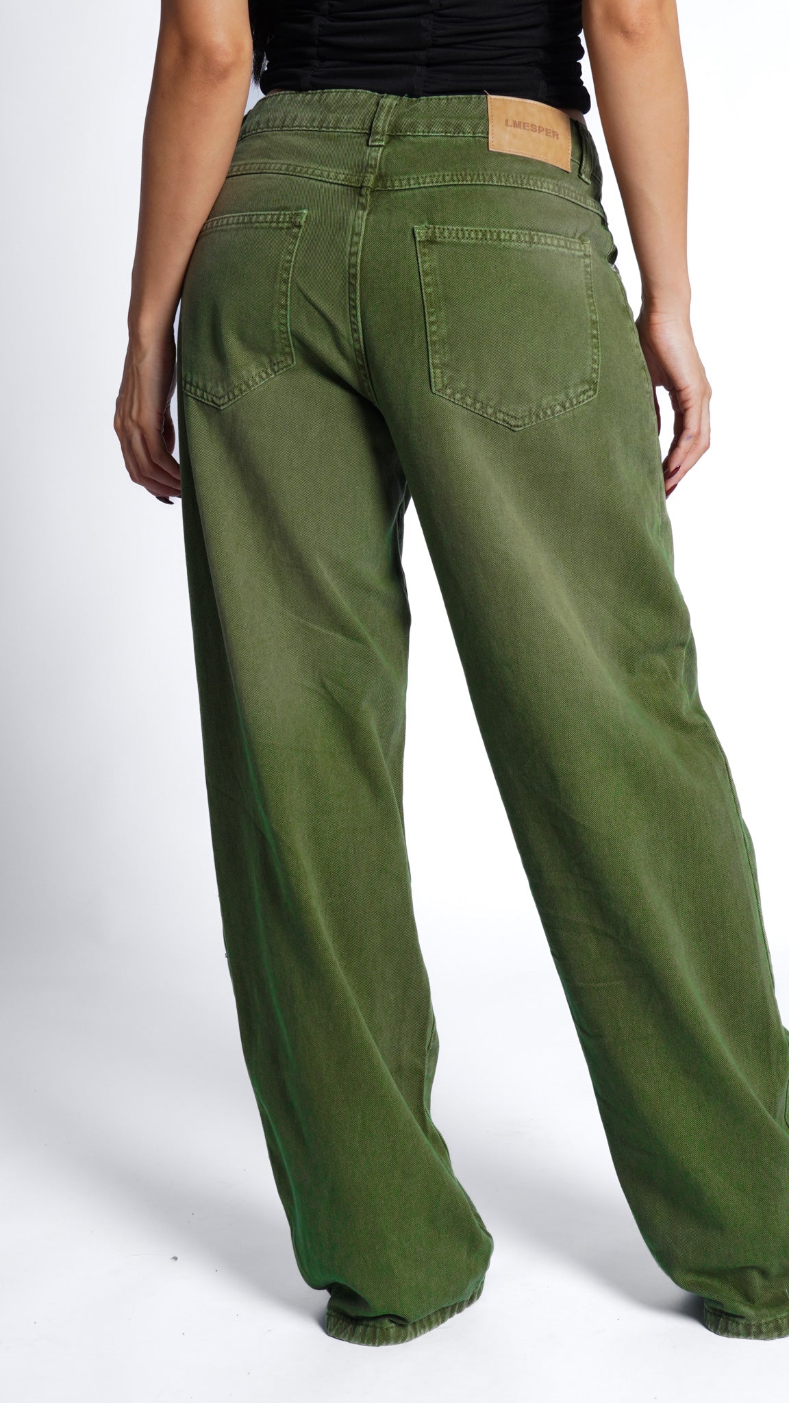 CALÇA JEANS OVERSIZED OLIVE