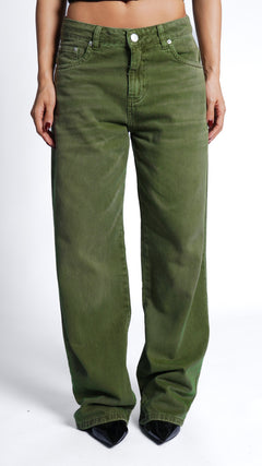 CALÇA JEANS OVERSIZED OLIVE