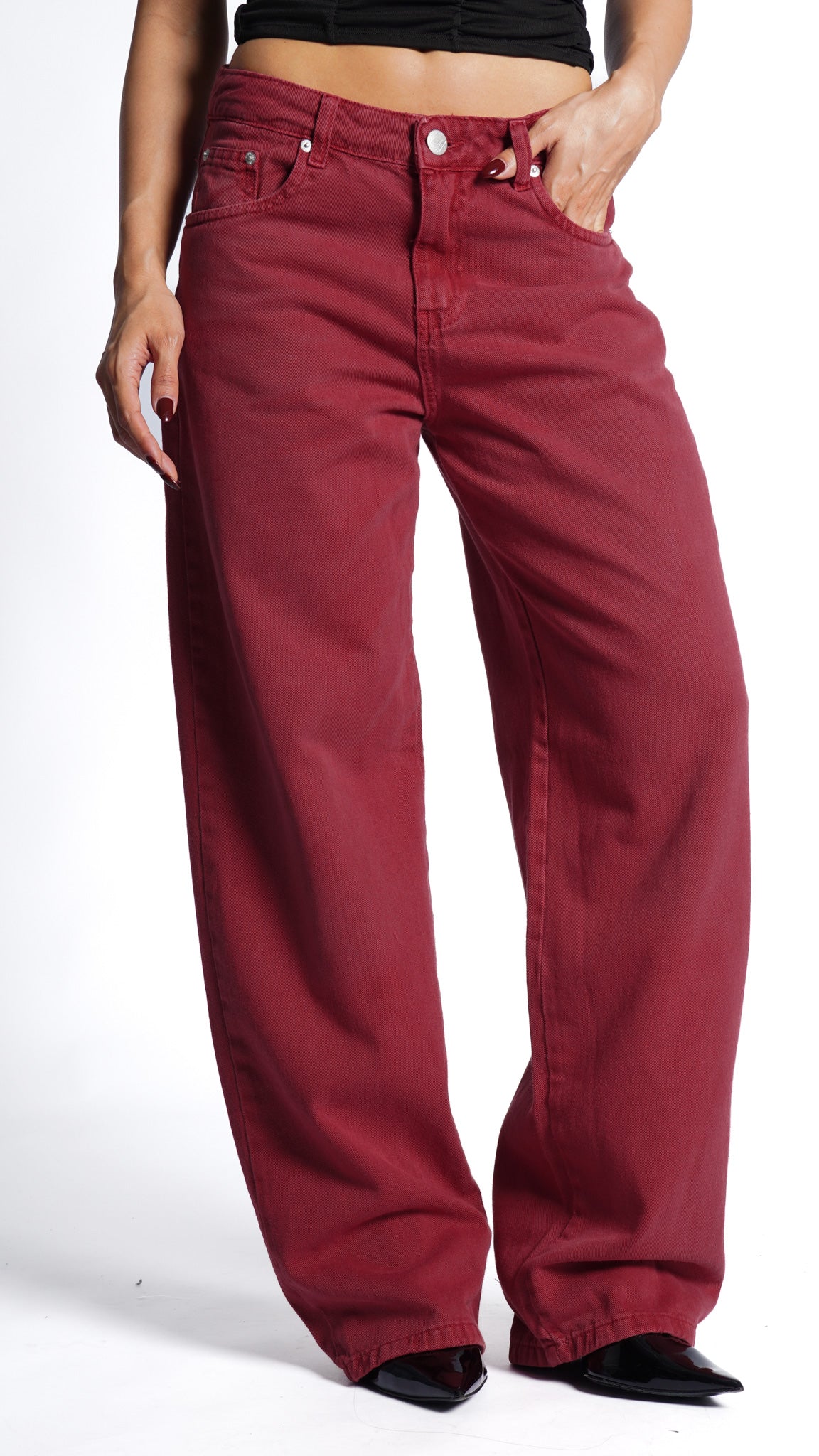 CALÇA JEANS OVERSIZED STRAWBERRY