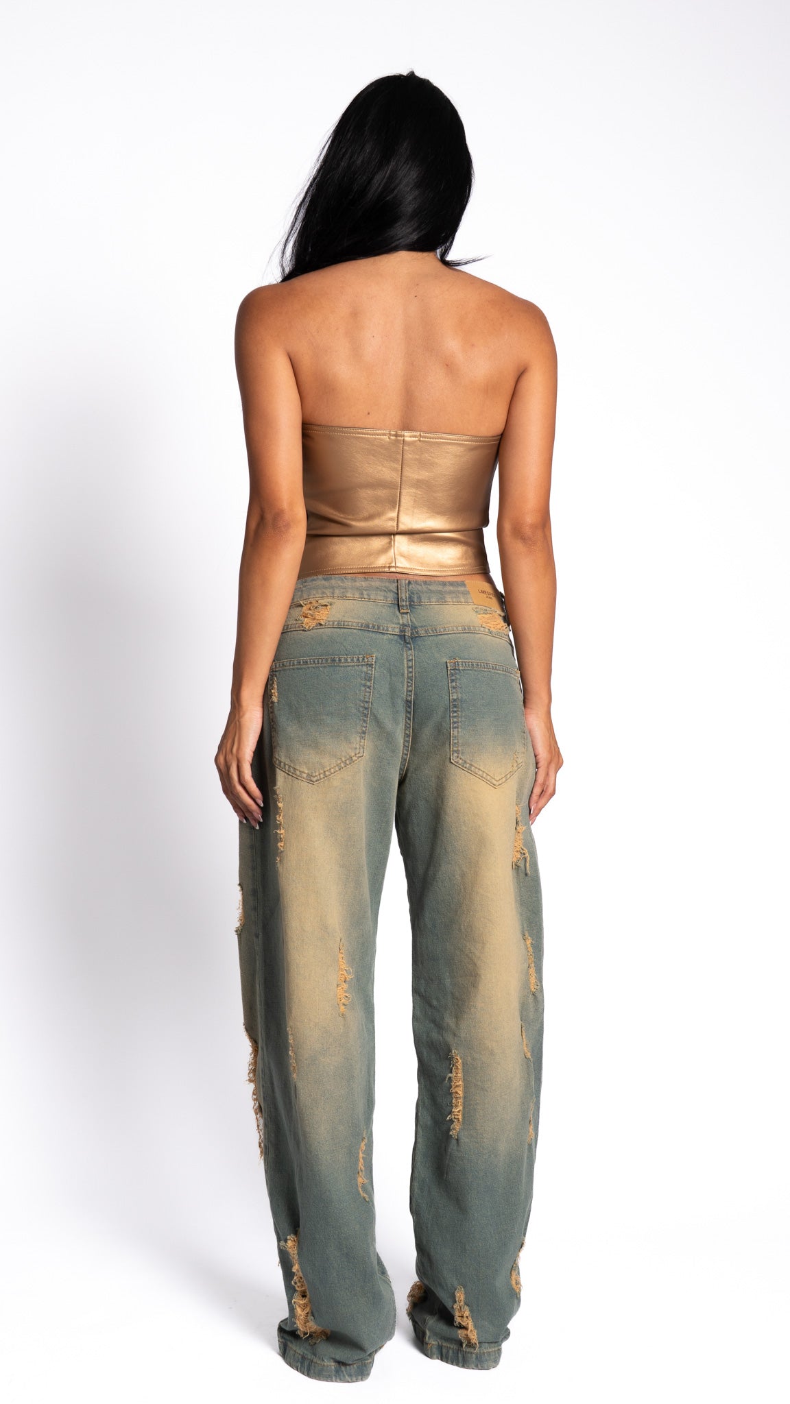 CALÇA JEANS OVERSIZED VINTAGE RASGADA
