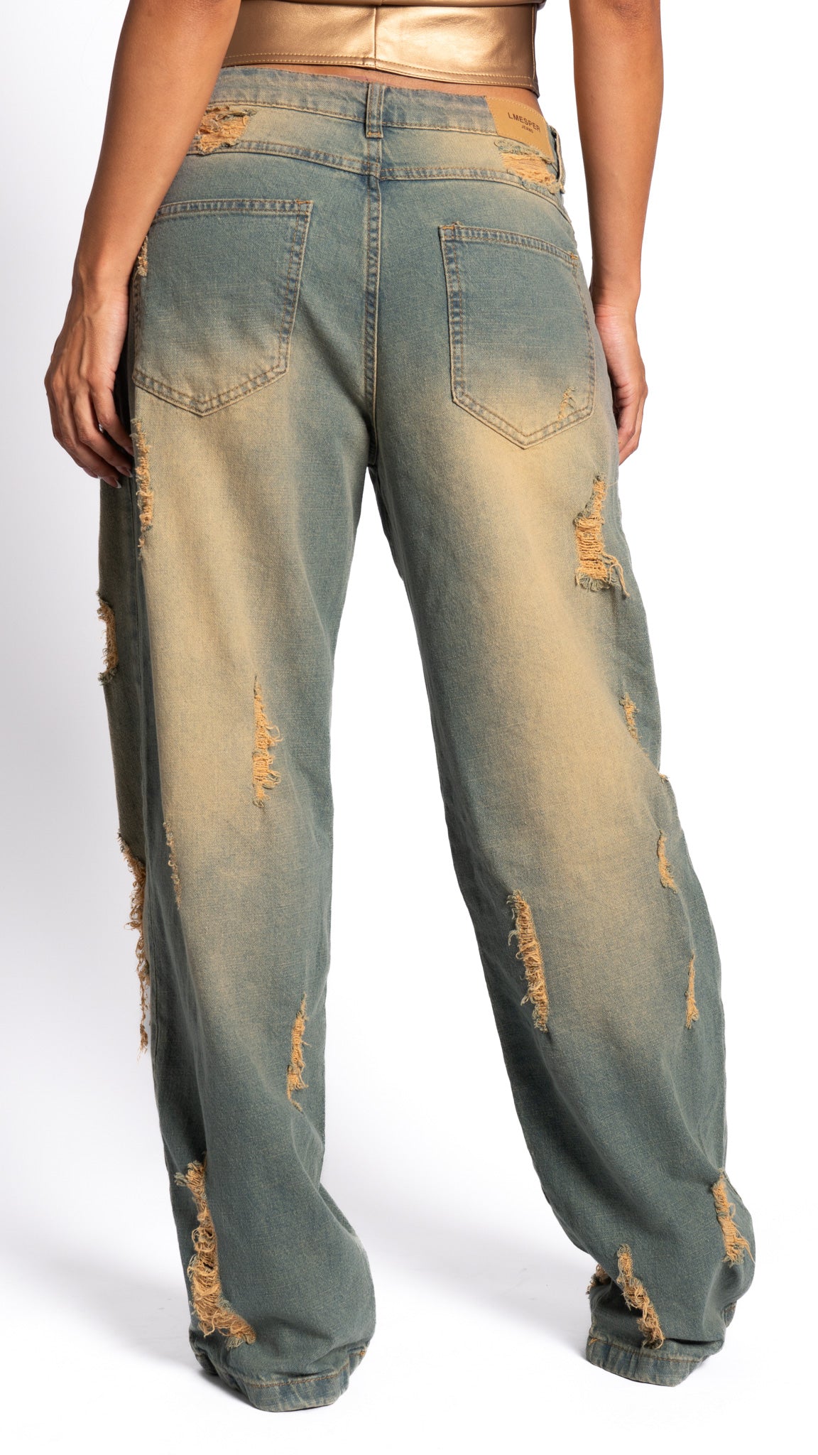 CALÇA JEANS OVERSIZED VINTAGE RASGADA