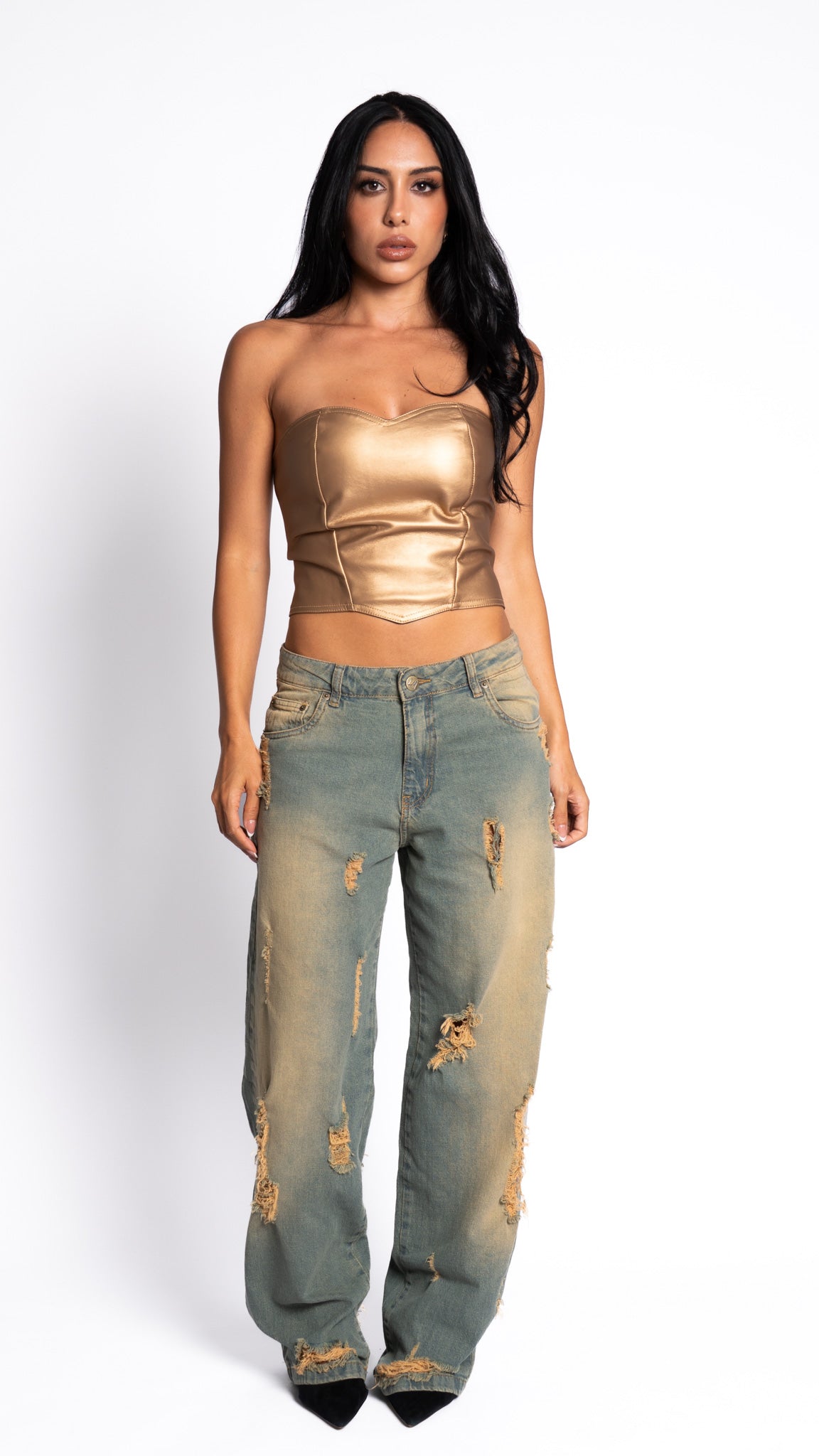 CALÇA JEANS OVERSIZED VINTAGE RASGADA
