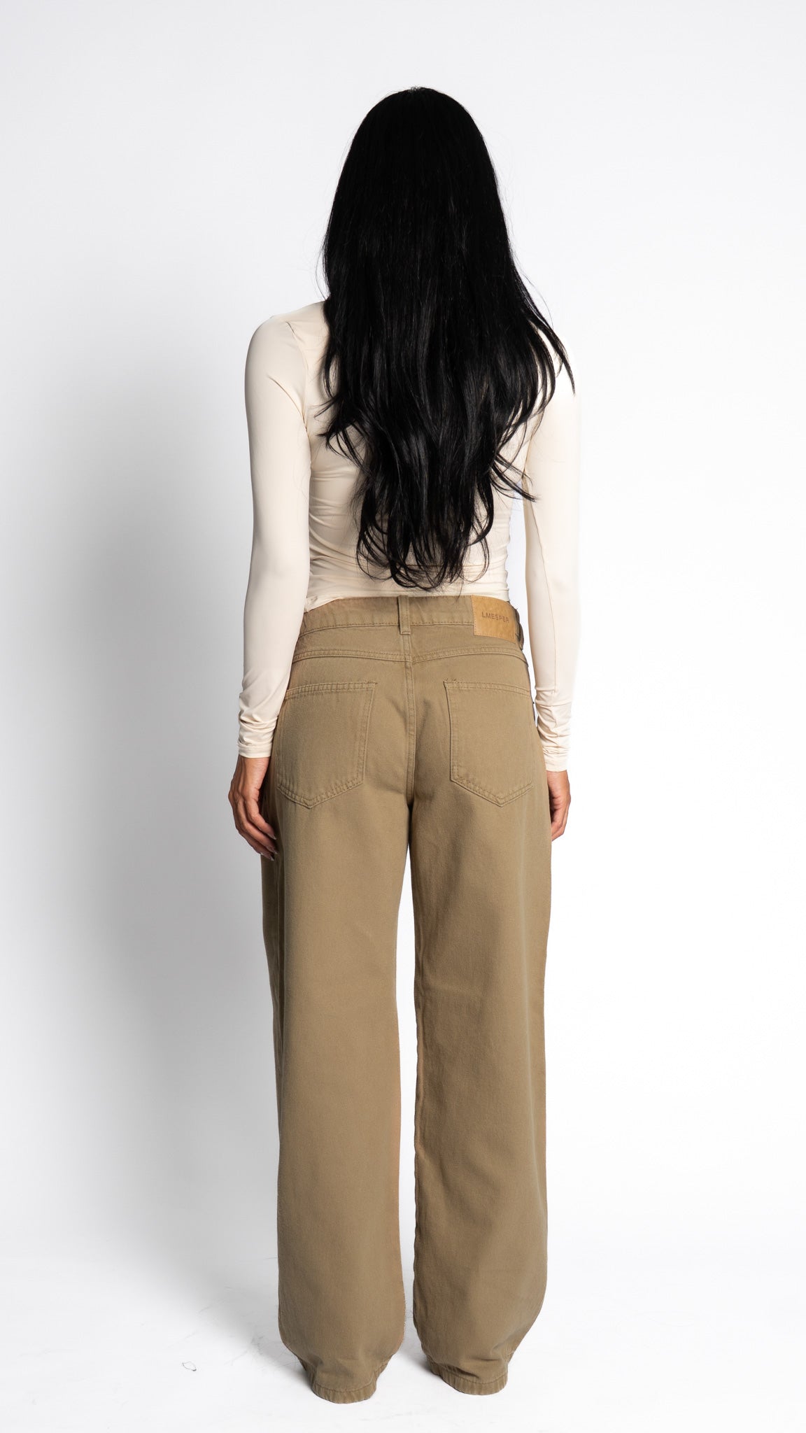 CALÇA JEANS OVERSIZED BEGE